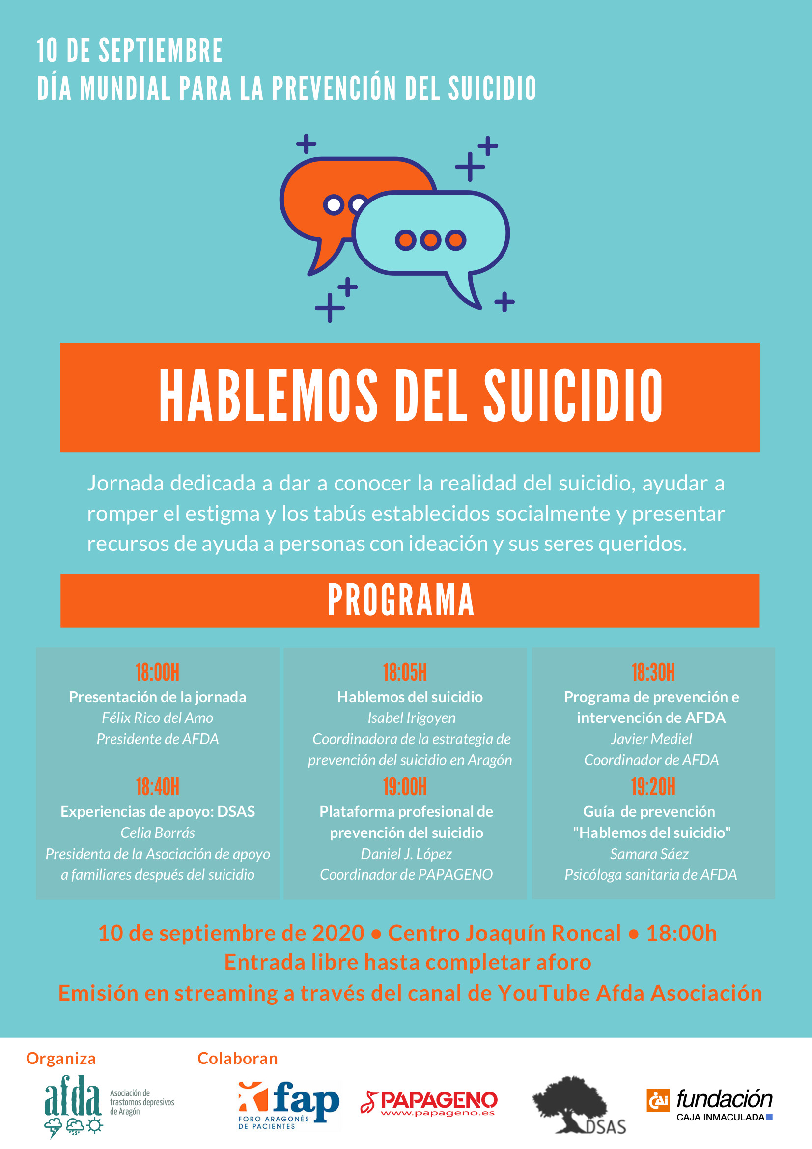 Cartel Jornada Hablemos del Sucidio AFDA