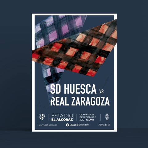 Cartel diseñado por la Asociación Down Huesca para el partido SD Huesca - Real Zaragoza