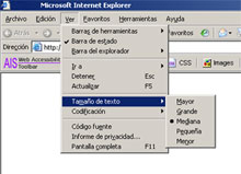 Aumentar texto explorer