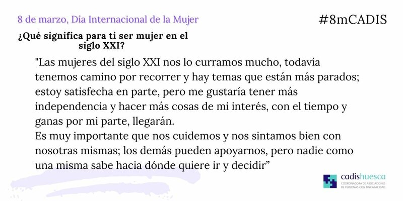 Las mujeres del siglo XXI nos lo curramos mucho, todavía tenemos camino por recorrer y hay temas que están más parados; estoy satisfecha en parte, pero me gustaría tener más independencia y hacer más cosas de mi interés, con el tiempo y ganas por mi parte, llegarán. Es muy importante que nos cuidemos y nos sintamos bien con nosotras mismas; los demás pueden apoyarnos, pero nadie como una misma sabe hacia dónde quiere ir y decidir